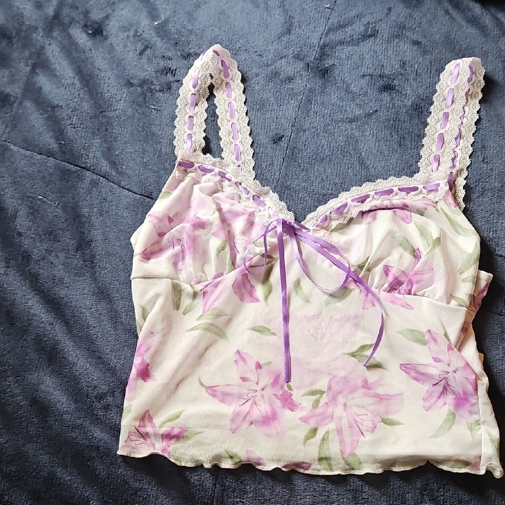 SHEIN Purple Floral Lace Camisole
